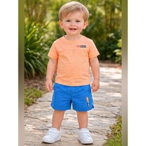 NWT Reebok Toddler Boys 2T Active Woven Short Set Orange & Blue